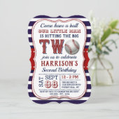 Einladung zum 2. Geburtstag im Baseball (Stehend Vorderseite)