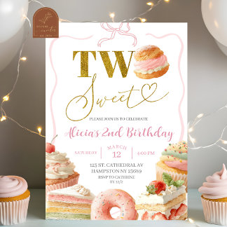 Einladung zum 2. Geburtstag mit Coquette-Bow-Süßig