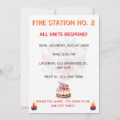 Einladung zum 2. Geburtstag mit Feuerwehrauto "Two (Rückseite)