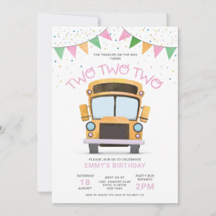 Einladung zum 2. Geburtstag mit Wheels on the Bus