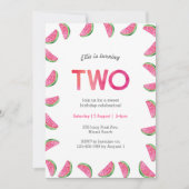 Einladung zum 2. Geburtstag | Rosa Wassermelone (Vorderseite)