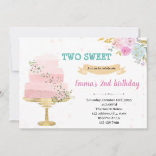 Einladung zum 2. Geburtstag von Kuchen