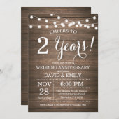 Einladung zum 2. Hochzeitstag Rustikales Holz (Vorne/Hinten)