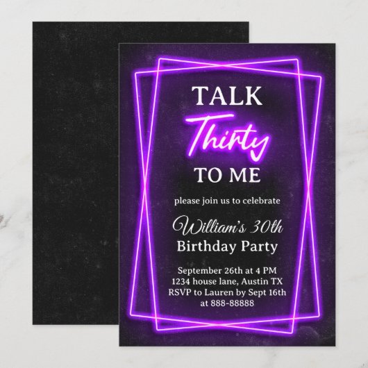 Einladung zum 30. Geburtstag (Vorne/Hinten)