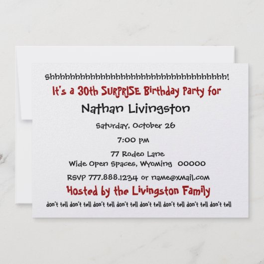 Einladung zum 30. Geburtstag (Rückseite)