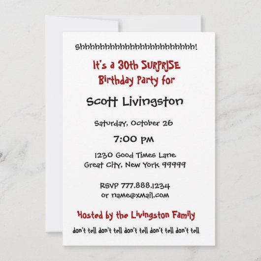 Einladung zum 30. Geburtstag (Rückseite)