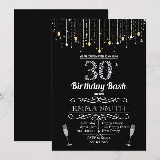 Einladung zum 30. Geburtstag (Vorne/Hinten)