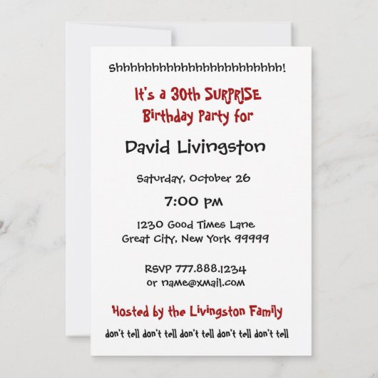 Einladung zum 30. Geburtstag (Rückseite)