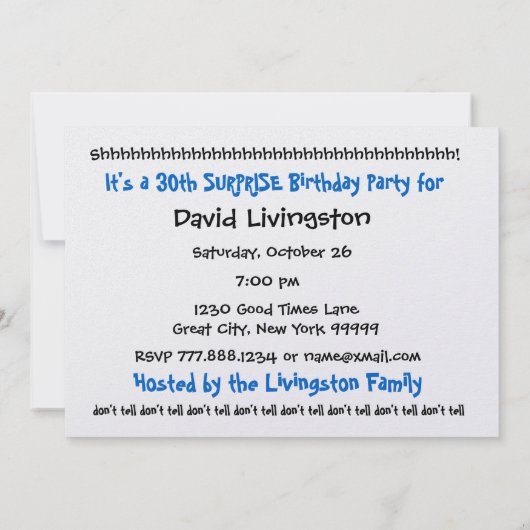 Einladung zum 30. Geburtstag (Rückseite)