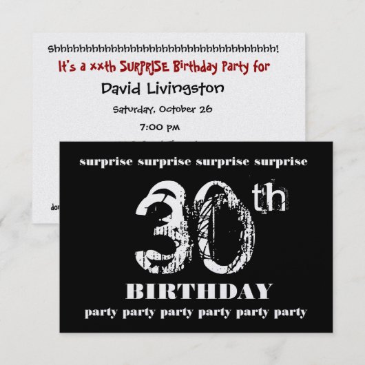 Einladung zum 30. Geburtstag (Vorne/Hinten)