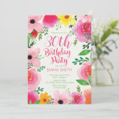 Einladung zum 30. Geburtstag. Blumengeburt. Damen (Stehend Vorderseite)