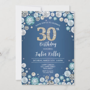 Einladung zum 30. Geburtstag. Elegant Diamond Invi