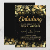 Einladung zum 30. Geburtstag "Goldene Schrift" (Vorne/Hinten)