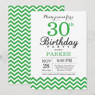 Einladung zum 30. Geburtstag Green Chevron
