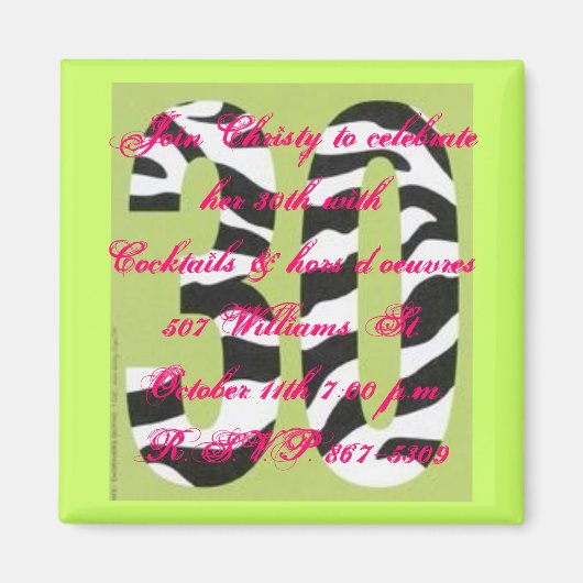 Einladung zum 30. Geburtstag Magnet (Vorne)