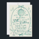 Einladung zum 30. Geburtstag mit Handschrift, anpa<br><div class="desc">Feiern Sie Ihren Geburtstag mit unserer handgeschriebenen, skurrilen Einladung zum 30. Geburtstag mit charmanten Illustrationen eines Disco-Balls, Cocktails und Kuchen. Diese individuelle Einladung ist ideal, um Ihren Feierlichkeiten eine persönliche Touch zu verleihen, damit Ihre Gäste eine unvergessliche Einladung erhalten. Ideal für Geburtstagsfeiern, kombiniert dieses Design eine spielerische und elegante Ästhetik,...</div>
