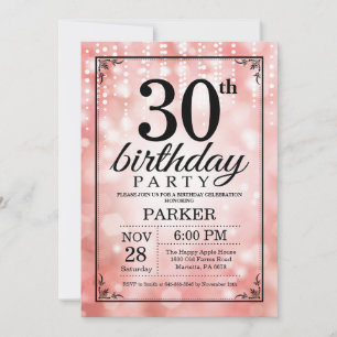 Einladung zum 30. Geburtstag Pink Glitter