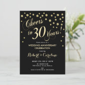 Einladung zum 30. Hochzeitstag - Black & Gold (Stehend Vorderseite)
