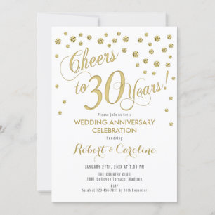 Einladung zum 30. Hochzeitstag - Gold & Weiß