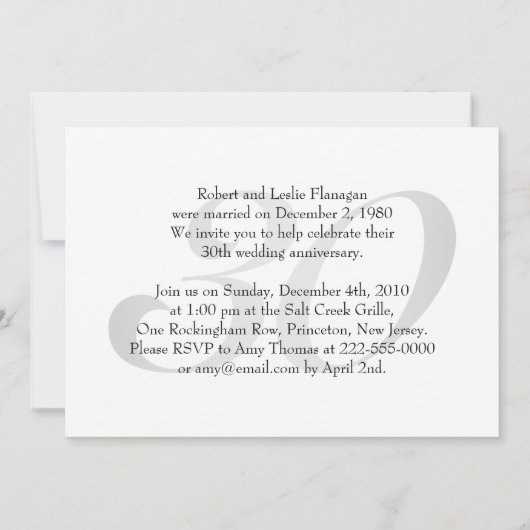 Einladung zum 30-jährigen Jubiläum der Vergangenhe (Rückseite)