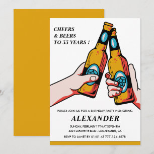 Einladung zum 33. Geburtstag Cheers and Beers Männ