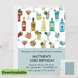 Einladung zum 33. Geburtstag Cocktail Contemporary