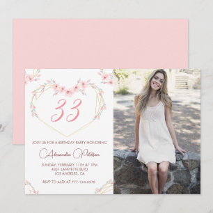 Einladung zum 33. Geburtstag Foto Elegant Boho