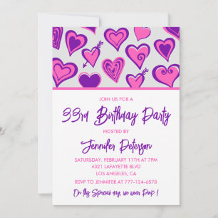 Einladung zum 33. Geburtstag Glam Pink Herz