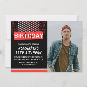 Einladung zum 33. Geburtstag Männerparty Foto Rot