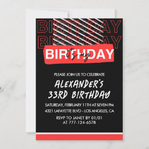 Einladung zum 33. Geburtstag Männerparty Schwarz R