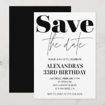 Einladung zum 33. Geburtstag Save the Date Schwarz