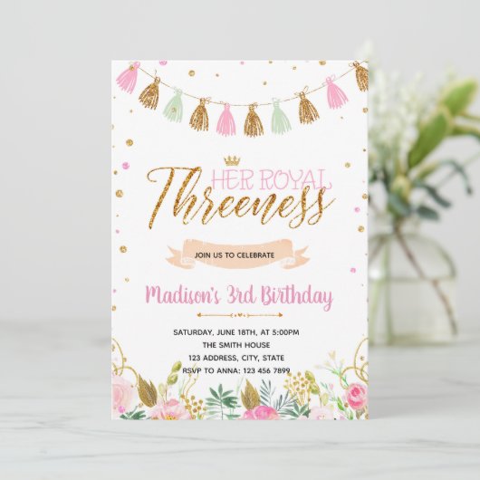 Einladung zum 3. Geburtstag (Stehend Vorderseite)