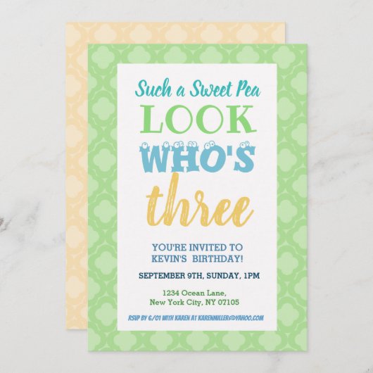 Einladung zum 3. Geburtstag (Vorne/Hinten)