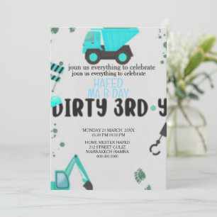 Einladung zum 3. Geburtstag Baustellen Thema Dirty