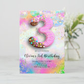 Einladung zum 3. Geburtstag für Mädchen (Stehend Vorderseite)