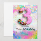 Einladung zum 3. Geburtstag für Mädchen (Vorne/Hinten)