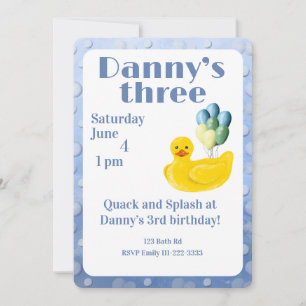 Einladung zum 3. Geburtstag mit Gummiente "Make a