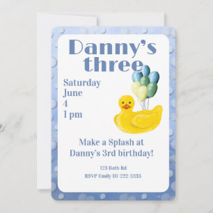 Einladung zum 3. Geburtstag mit Gummiente "Make a