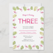 Einladung zum 3. Geburtstag | tropisches Flamingo (Vorderseite)