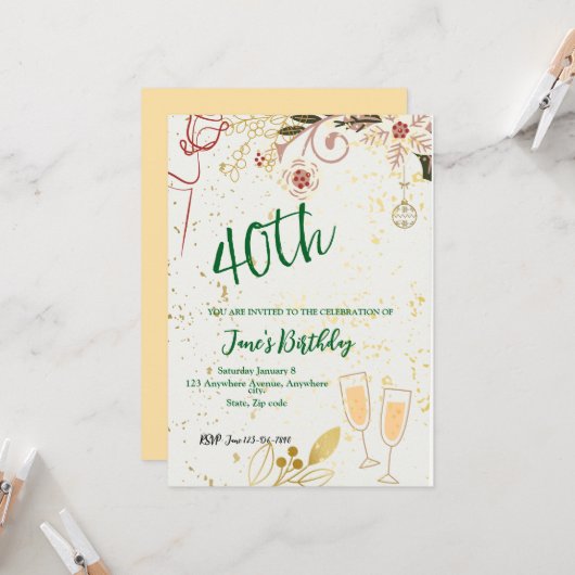 Einladung zum 40. Geburtstag (Vorderseite/Rückseite Beispiel)