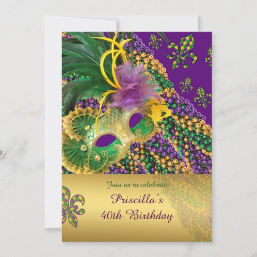 Einladung zum 40. Geburtstag,40.,Masquerade,Venezi (Vorderseite)