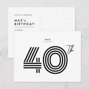 Einladung zum 40. Geburtstag Minimalistische Postk Postkarte