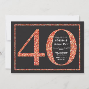 Einladung zum 40. Geburtstag Orange Glitter Kreide