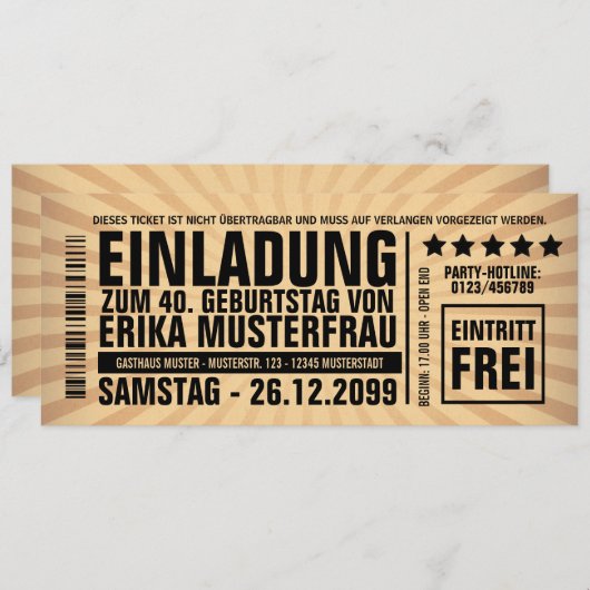Einladung zum 40. Geburtstag (personalisierbar) (Vorne/Hinten)