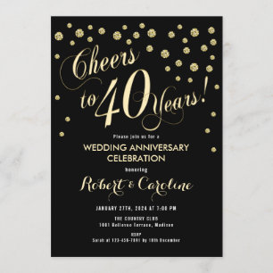 Einladung zum 40. Hochzeitstag - Black & Gold