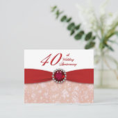 Einladung zum 40. Hochzeitstag in Damask (Stehend Vorderseite)