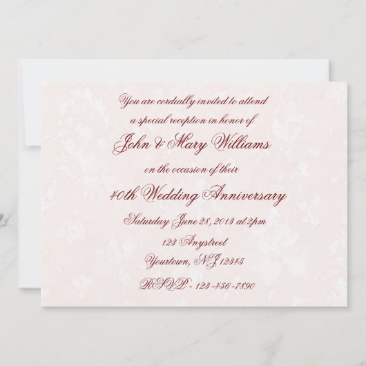 Einladung zum 40. Hochzeitstag in Damask (Rückseite)