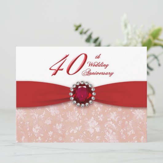 Einladung zum 40. Hochzeitstag in Damask (Stehend Vorderseite)