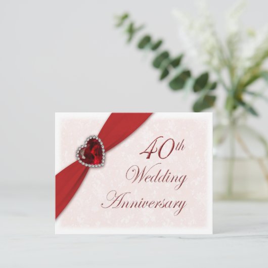 Einladung zum 40. Hochzeitstag in Damask (Stehend Vorderseite)