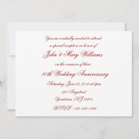 Einladung zum 40. Hochzeitstag in Damask (Rückseite)